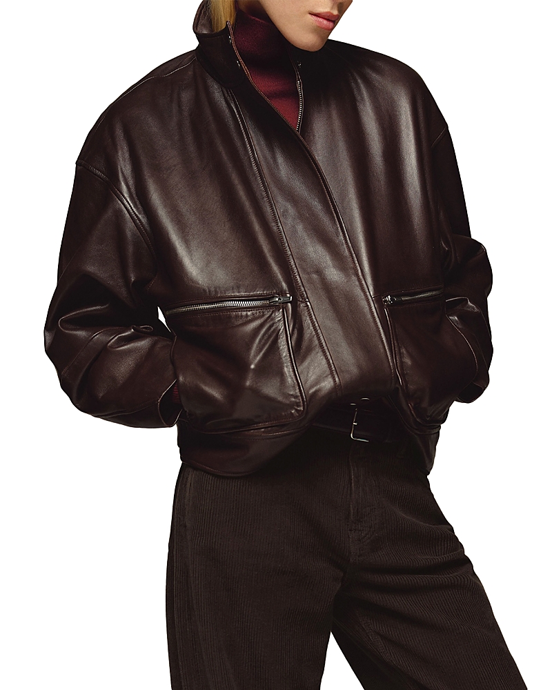 Reformation x Veda Harrison Leather Oversized Bomber Jacket