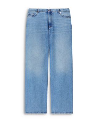Plus High Rise Denim Pants in Navy