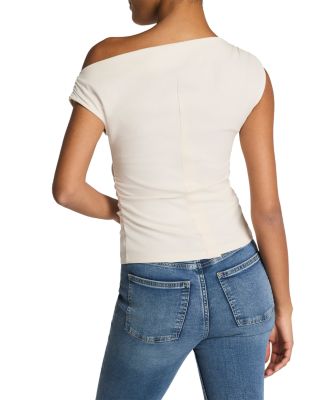 Ribbed Knit Off The Shoulder Ruched Top