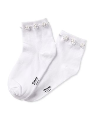 Faux Pearl Embellished Socks