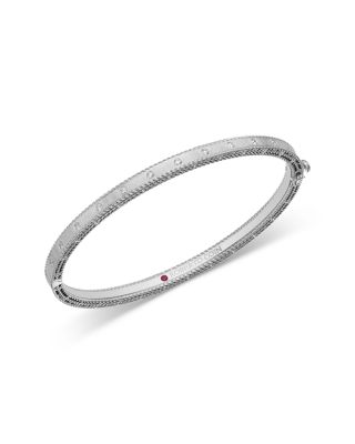 Roberto Coin 18k White Gold Princess Diamond Studded Bangle Bracelet