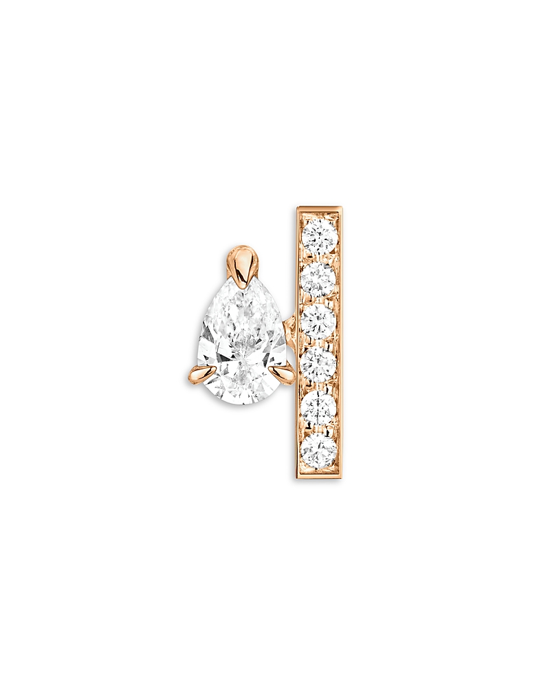 Repossi 18K Rose Gold Serti sur Vide Diamond Pear & Round Right Single Stud Earring