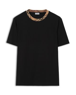 Check Trim Cotton Tee Shirt