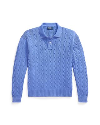 Relaxed Fit Cable Knit Cotton Sweater