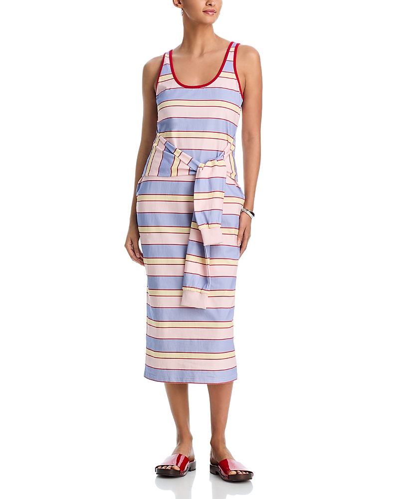 Aqua Multi Stripe Tank Midi Dress - Exclusive