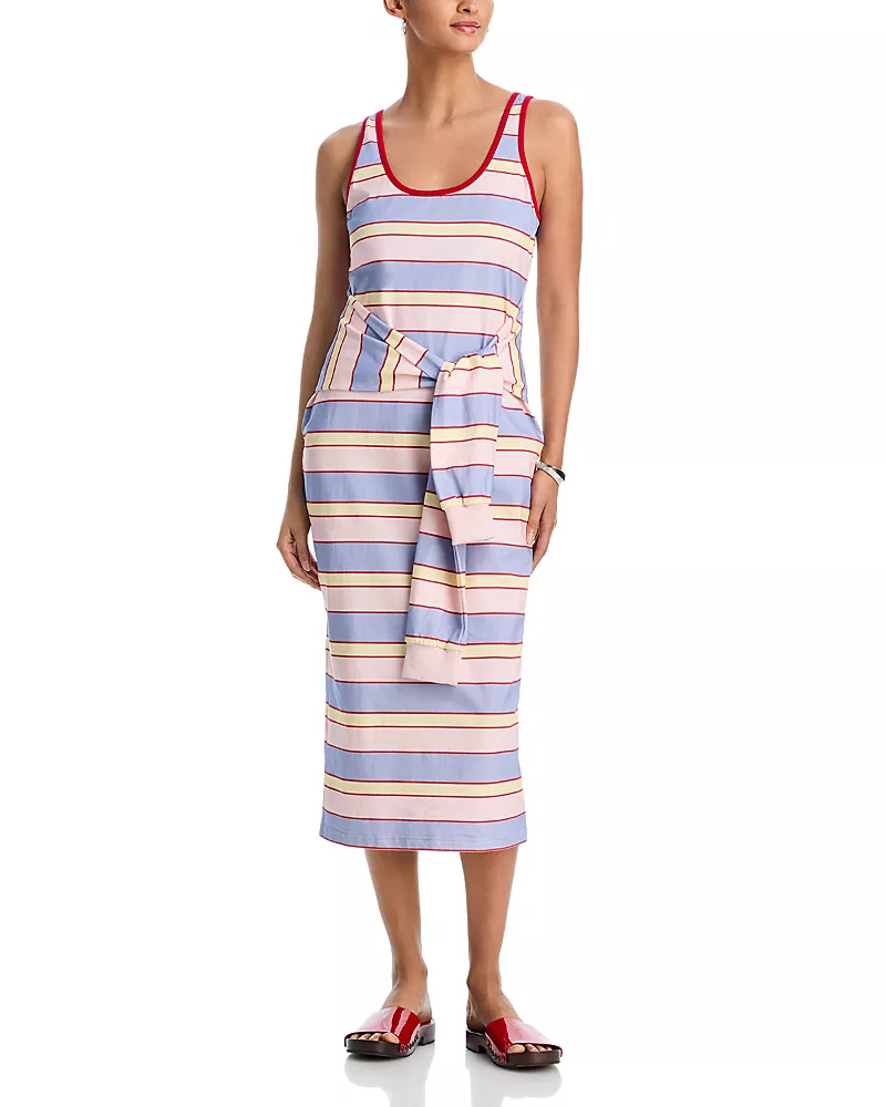 Aqua Multi Stripe Tank Midi Dress - Exclusive