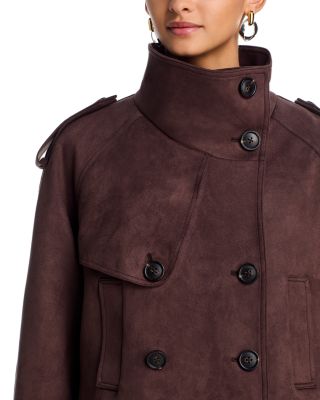 Cropped Faux Suede Trench Coat - Exclusive