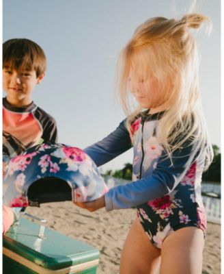 Girls' One-Piece Long Sleeve Rose Rashguard - Little Kid