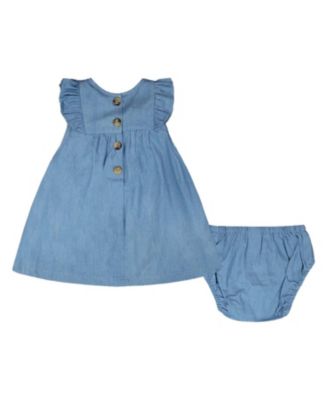 Girls' Light Blue Chambray Dress and Bloomer Set - Baby