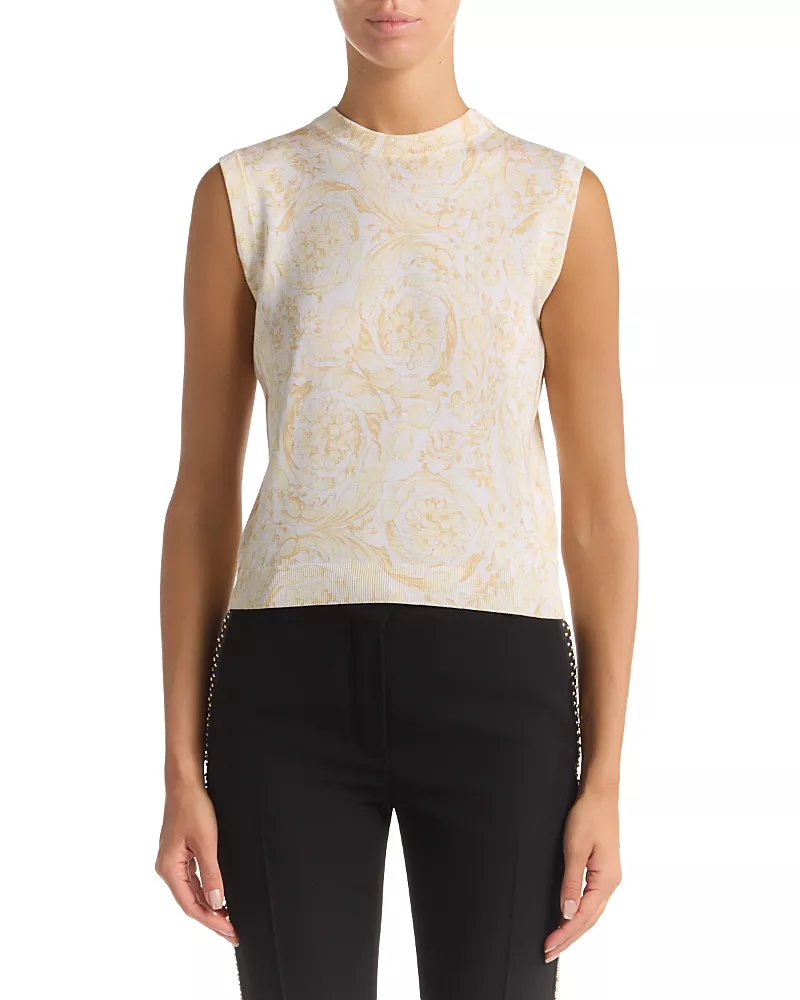 Versace Barocco Printed Silk Top