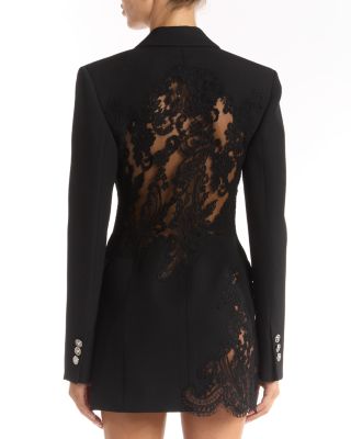 Lace Trim Wool Blazer