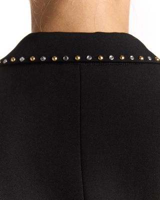 Studded Peak Lapel Wool Blazer