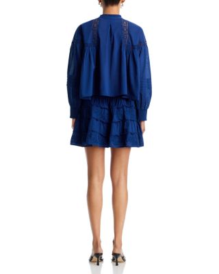 Embroidered Pintucked Mini Skirt - Exclusive