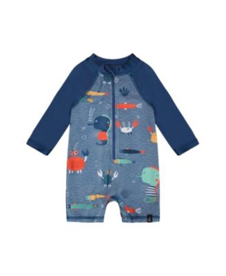 Boys' One-Piece Long Sleeve Marine Animals Rashguard - Little Kid