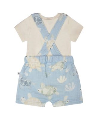 Boys' Organic Cotton Jersey Onesie and Muslin Turtle Print Shortall Set - Baby