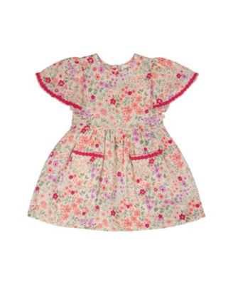  Girls' Muslin Short Sleeve Flowers Dress - Big Kid