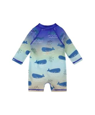 Boys' One-Piece Long Sleeve Whale Rashguard - Little Kid