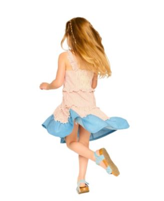  Girls' Poplin and Chambray Stripes Sleeveless Dress - Little Kid