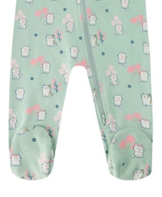 Girls' Organic Cotton Kitten Print One-Piece Pyjama - Baby