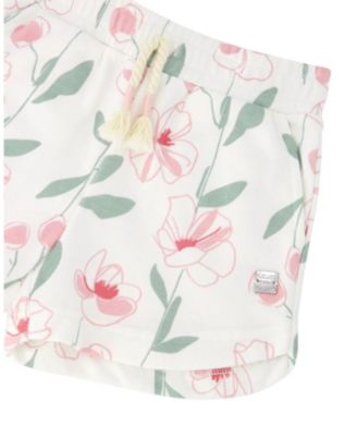 Girls' French Terry Drawstring Waist Flowers Shorts - Little Kid
