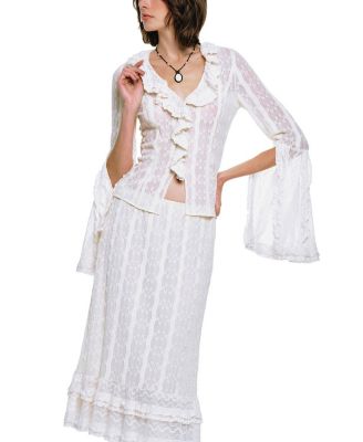  Floral Ruffle Stretch Lace Blouse