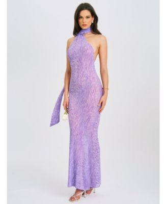  Olena Burnout Velvet Animal Print Maxi Dress