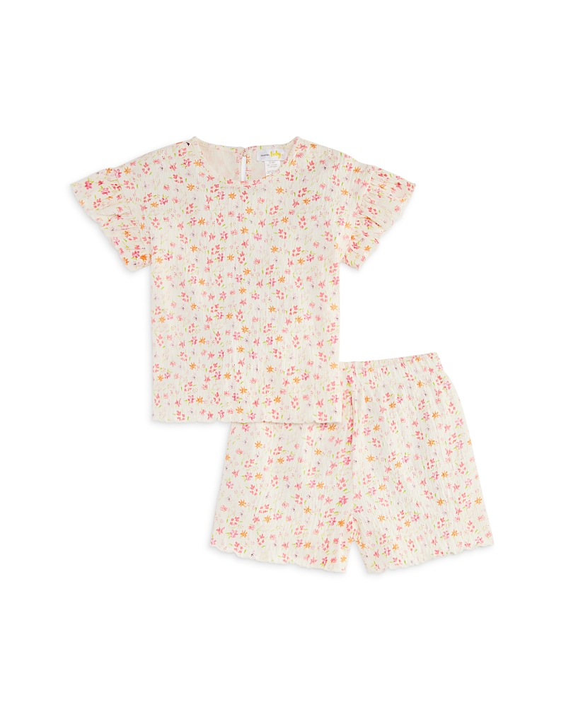 Bloomie's Baby Girls' Floral Crinkle Knit Flutter Tee & Shorts Set, Baby - Exclusive