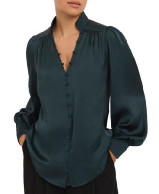  Women's Satin Long Sleeve Blouse