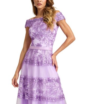  Adriane Floral Embroidered Tea-Length Dress