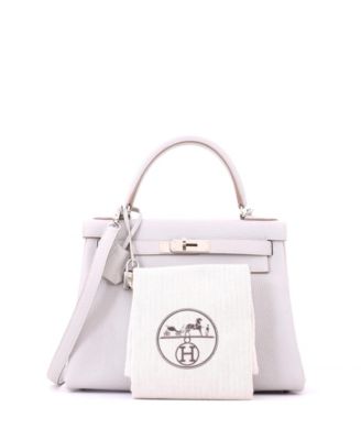 Kelly 28 Handbag Grey Clemence with Palladium Hardware