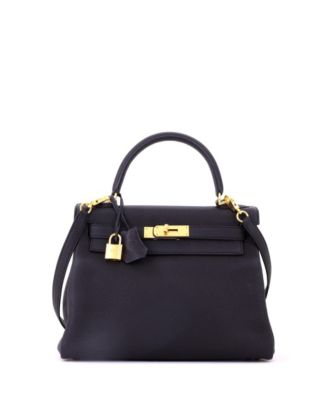 Kelly 28 Handbag Black Togo with Gold Hardware