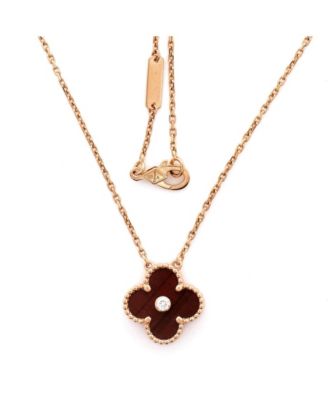 Vintage-Like Alhambra Pendant Necklace Limited Edition 18K Rose Gold and Bull's Eye with Diamond, 16.25"