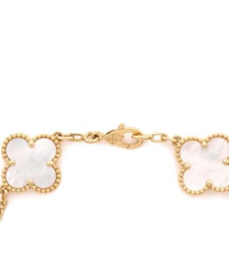  Vintage-like Alhambra 5 Motifs Bracelet 18K Gold and Mother of Pearl