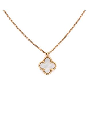  Sweet Alhambra Pendant Necklace 18K Gold and Mother of Pearl, 16"