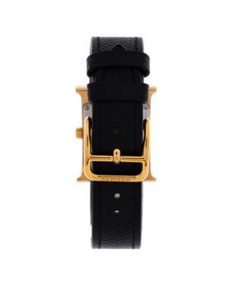 Heure H Quartz Watch in Plated Metal and Leather with Mother of Pearl 21mm