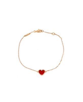  Sweet Alhambra Heart Bracelet 18K Rose Gold with Carnelian