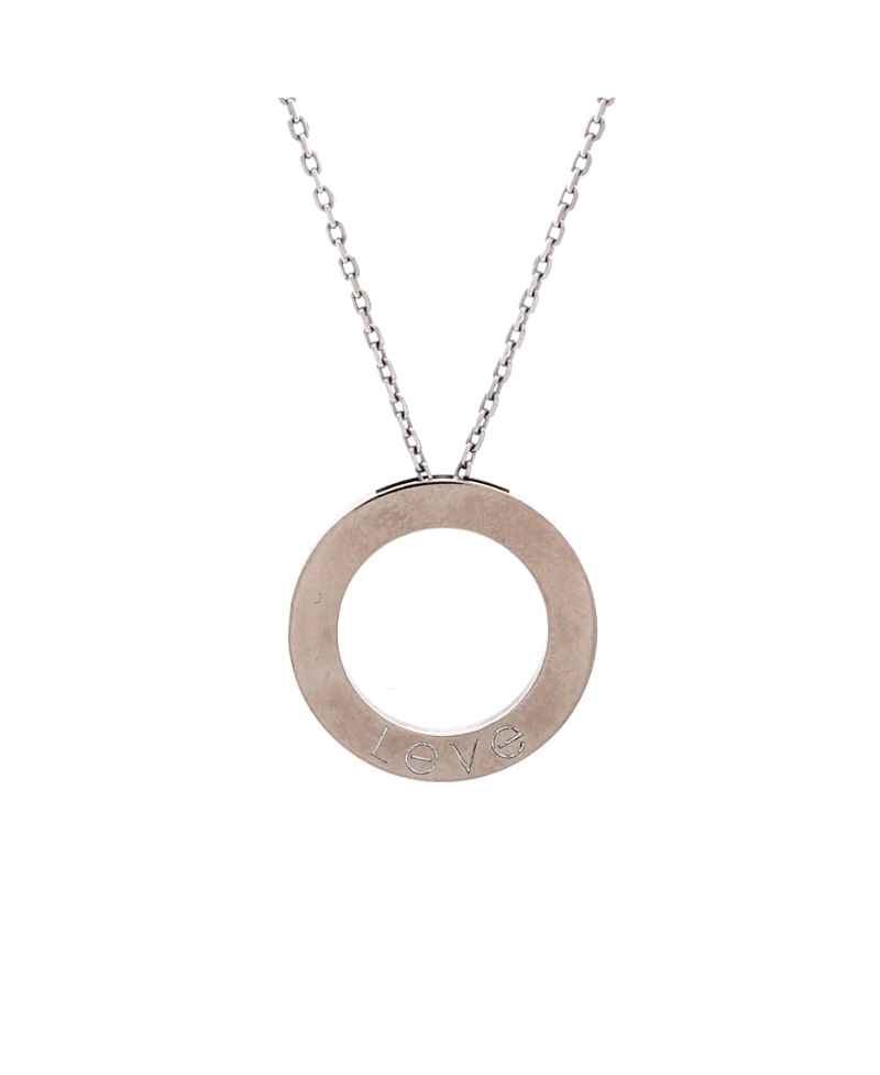 Pre-Owned Cartier 3 Diamonds Love Pendant Necklace 18K White Gold and Diamonds, 16.5"