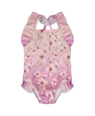 Girls' One-Piece Ruffle Flower Print Swimsuit - Baby