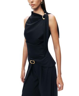  Asymmetric Buckle-Detail Blouse