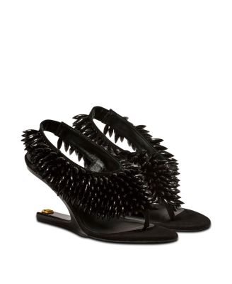 Women's "No Wedge" Beaded Suede Sandals