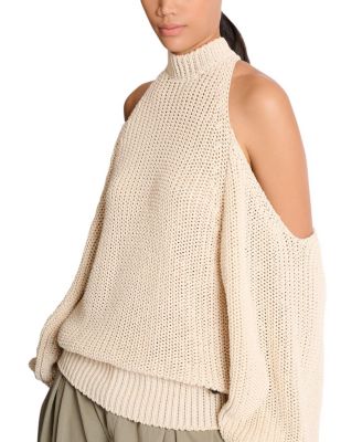  Cotton Knit Open-Shoulder Jumper