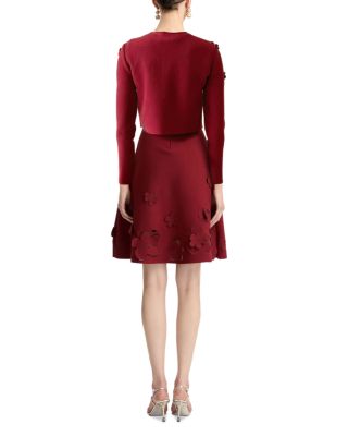 Crewneck Cropped Laser Cut Floral Jacket