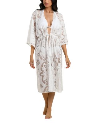 Pearl Front Tie Kimono Swim Cover-Up