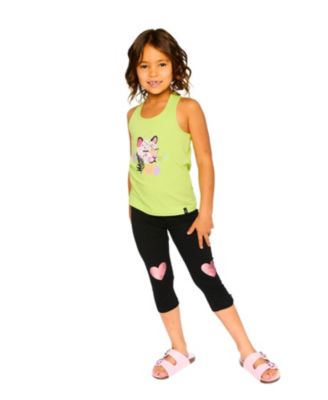  Girls' Organic Cotton Jersey Screen Tropical Sleeveless Tank Top - Little Kid