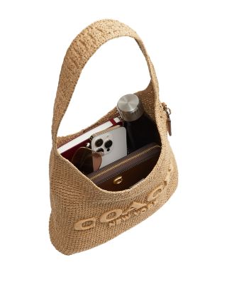 Brooklyn 28 Small Shoulder Raffia Bag in Brown