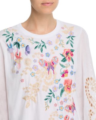 Three Quarter Sleeve Mixed Media Tee