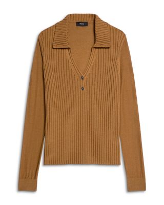 Merino Wool Ribbed Collar Sweater