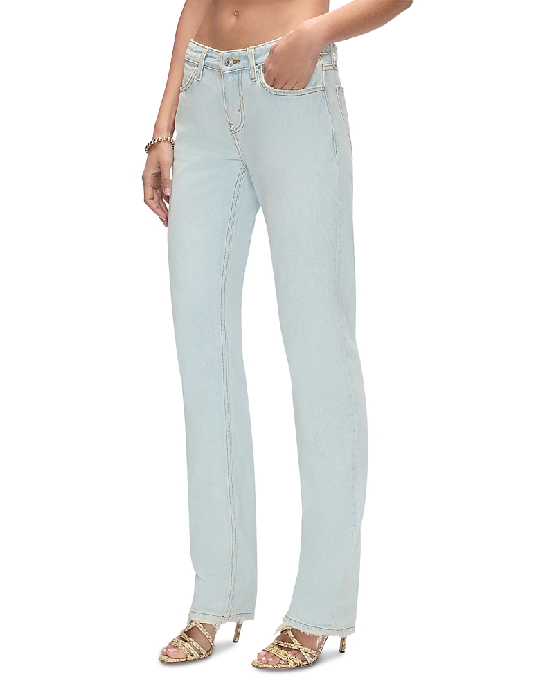 Re/Done The Snatch Back Mid Rise Straight Jeans in Bleach Distress