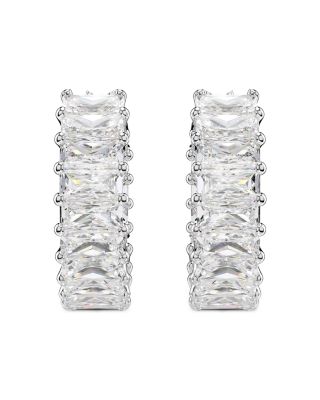 Matrix Baguette Crystal Hoop Earrings