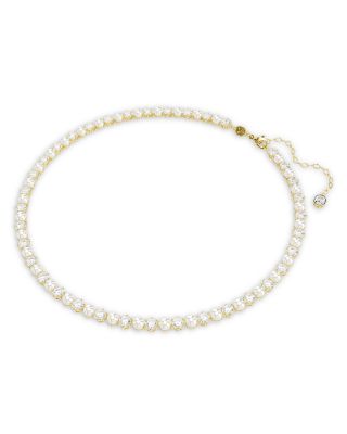 Matrix Cubic Zirconia & Imitation Pearl Tennis Necklace, 16.5-19.25"
